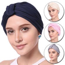 Chapéu muçulmano para verão, turbante macio e elástico, acessório feminino para cabelo 2024 - compre barato