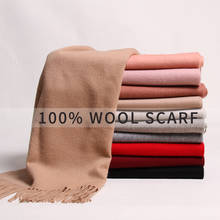 Winter Women Scarf 100% Pure Woo Solid Echarpe Wraps for Ladies Foulard Femme with Tassel Warm Merino Red Wool Scarves Cashmere 2024 - buy cheap