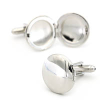 Men's Blank Photo Frame Cufflinks Quality Brass Material Silver Color Fashion Round Photo Holder Cuff Links Wholesale & Retail 2024 - buy cheap