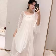 Women Palace Style Dress Vintage Voile Princess Sleepshirts Lolita Lace Nightgowns Victorian Nightdress Lounge Sleepwear 2024 - buy cheap