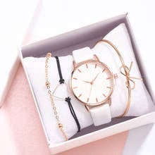 Роскошные наручные часы для девочек, простые женские повседневные аналоговые кварцевые часы, комплект часов Relógio de mulher reloj mujer 2024 - купить недорого