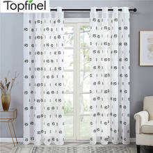 Brand New Football Pattern Window Tulle Embroidered Sheer Curtains Kitchen Door Curtains Decorative Yarn Curtain Black and White 2024 - buy cheap