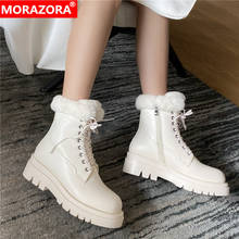 MORAZORA 2022 Hot Sale Ankle Boots Women Thick Bottom Winter Shoes Lace Up Zip Casual Fashion Genuine Leather Snow Boots Women 2024 - buy cheap