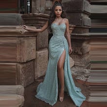 Custom Made Prom Dresses Sequined Beaded Appliques Side Slit Sweetheart Strapless Evening Party Long Gowns 2024 - buy cheap