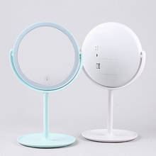 Espelho giratório 360 graus para maquiagem, 22 luzes led, tela sensível ao toque, regulável, fonte de alimentação usb 2024 - compre barato