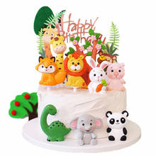 Cartoon Jungle Animal 1st birthday Party baby boy girl cake Decor Animal cake decoration accessories birthday kid favor gifts 2024 - buy cheap