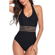 TYAKKVE 2021 Women One Piece Swimsuits Monokini Sexy Hollow Out Mesh Halter Bathing Suit Backless Bodysuit Plus Size Beach 2024 - buy cheap