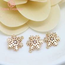 4PCS 12x15MM 24K Champagne Gold Color Plated Brass with Zircon Snowflake Charms Pendants High Quality Diy Jewelry Accessories 2024 - buy cheap