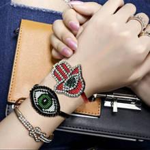 Pulseira feminina de cristal mizhu, bracelete trançado ajustável com múltiplas camadas tendências da moda, 773 2024 - compre barato