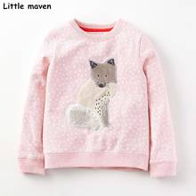 Little maduldisponível em algodão para bebês meninas, roupas de outono para meninas, tops rosa de raposa e cinza com estampa 2024 - compre barato