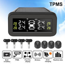 Car Solar TPMS With 4 Sensors Real Time Tyre Pressure Alarm Auto Temperature Warning LCD Display Tire Pressure Monitoring System 2024 - buy cheap