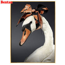 5d diy pintura diamante cisne vestindo cabeça cachecol bordado diamante animal quadrado completo mosaico redondo artesanal presente 3d ponto cruz 2024 - compre barato