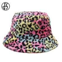 FS Winter Woolen Colorful Leopard Print Bucket Hat For Women Men Plus Velvet Thick Fisherman Hats Soft Warm Windproof Cap 2024 - buy cheap