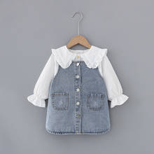 Autumn Infant Baby Girls Clothes Sets Long Sleeve Shirt+Denim Dress Suspender Strap Suit Kids Children 2pcsSet 2024 - buy cheap