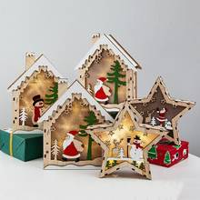 Fenglise-Luz LED de madera para decoración del hogar, muñeco de nieve, Papá Noel, regalos de Navidad, Año Nuevo 2021, 2022 2024 - compra barato