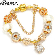 BAOPON-Pulseras con colgante de corazón de cristal para mujer, brazalete clásico, joyería de moda, regalo, joyería femenina 2024 - compra barato