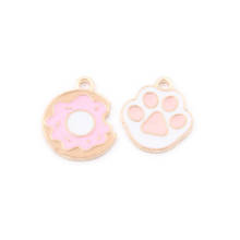 Amuletos de pingente pata de gato rosa, 10 peças 15*19mm fofo de metal para brincos faça você mesmo, pulseira de brincos, suprimentos de joias 2024 - compre barato