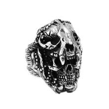 Dinosaur Skull Ring Stainless Steel Jewelry Cool Punk Ghoste Skull Motor Biker Mens Boys Ring Wholesale SWR0967 2024 - buy cheap