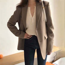 Spring New Fashion Blazer Jacket Women Casual Pockets Long Sleeve Work Suit Coat Office Lady Solid Slim Blazers 2020 2024 - buy cheap