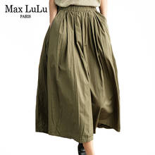 Max LuLu Korean Fashion Ladies Solid Color Wide Leg Pants Women Casual Oversized Green Trousers Female Vintage Cotton Pantalons 2024 - buy cheap