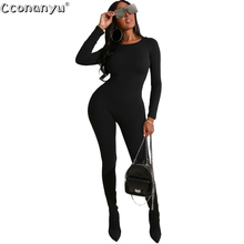 Jumpsuit for Women 2020 Sexy Long Sleeve Elegant Black Green Round Neck Rompers Womens Bodycon Jumpsuit Club Party 2024 - buy cheap