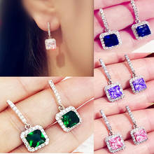 YaYI Jewelry Fashion Princess Cut  Colorful Zircon Silver Color long Ear Earrings wedding Party tassel Pierced Earrings Gifts 2024 - buy cheap