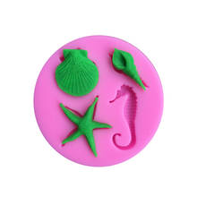 Molde de silicone para decoração de bolos, molde de silicone para fondant de série marinha grau alimentar antiaderente concha estrela do mar estrela do mar cavalo-marinho 2024 - compre barato