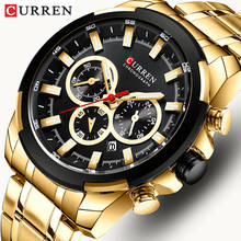 Curren-relógio de pulso de aço masculino, relógio de luxo estilo militar, quartz, com cronógrafo, design dourado 2020 2024 - compre barato