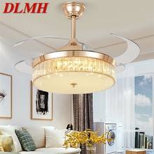 DLMH-ventilador de techo de lujo, lámpara LED de cristal con Control remoto, moderna, dorada, Invisible, para el hogar 2024 - compra barato