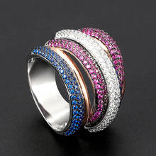 Zlxgirl anel de noiva colorido zircônia cz, joias para mulheres, anéis de dedo, cores mistas, presentes para casal 2024 - compre barato