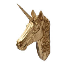 Escultura artística de cabeza de Animal de resina, Mural de ciervo y unicornio, colgador de pared, adorno artesanal, estatuas Vintage, accesorios de decoración para el hogar R1108 2024 - compra barato