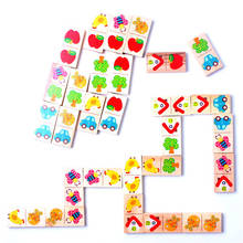 New Style Wooden Cartoon Fruit Animal Recognize Blocks Dominoes Jigsaw Montessori Children Learning & Education Puzzle Toy 2024 - buy cheap