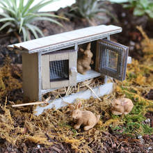 Миниатюрный кролик клетка в виде кроличьего домика с 3 кроликов Цветущий сад деревянный животноводческая ферма курятник мини лесной сад аксессуары для кукольного домика 2024 - купить недорого