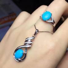 New Design Turquoise Jewelry set Natural And Real Turquoise Set 925 sterling silver Fine jewelry 1pc Ring,1pc Pendant 2024 - buy cheap