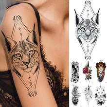 Водостойкая Временная тату-наклейка, Геометрическая кошка, волк, смерти, вспышка, татуировки, искусственная татуировка на руку для мужчин и женщин 2024 - купить недорого