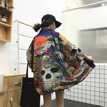 Camisa feminina kimono cardigã kawaii, blusa feminina 2024 - compre barato