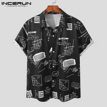 INCERUN 2021 Summer Printed Men Casual Shirt Turn Down Collar Short Sleeve Chemise Button Streetwear Breathable Hawaiian Shirts 2024 - buy cheap