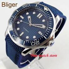 Bliger 41mm Miyota 8215 automatic watch men waterproof canvas rubber blue dial luminous sapphire glass Ceramic Bezel 212 2024 - buy cheap