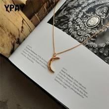 YPAY Genuine 925 Sterling Silver Crescent Moon Necklace Pendant Korean Trendy Gold Plated Necklaces for Women Best Gift YMN143 2024 - compre barato