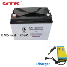 GTK Lithium Li ion Deep Cycle 18650 Lifepo4 Pin 12V 100AH Lipo Marine Boat Battery Pack  with  BMS for RV / Solar+10A charger 2024 - buy cheap