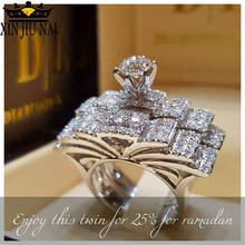 Anillos de Compromiso de plata para mujer, anillo elegante de circonio, joyería de Color plateado, talla 5 6 7 8 9 10 11, 925 2024 - compra barato