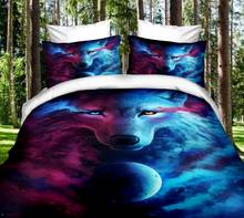 Conjunto de cama de solteiro queen king wolf, conjuntos de roupas de cama para crianças 2024 - compre barato