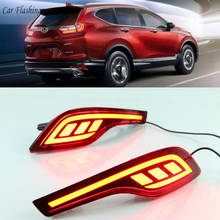 Carro piscando 1 par vermelho lente led traseiro refletor lâmpada cauda luz de freio nevoeiro para honda crv CR-V 2017 2018 2019 2024 - compre barato