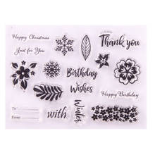 Deseos de cumpleaños sellos transparentes de goma de silicona, dibujos animados para álbum de recortes/Álbum de boda de Navidad DIY 2024 - compra barato