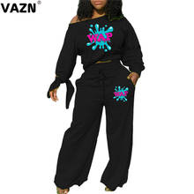 VAZN New 2020 Top Quality Casual Off Shoulder Sporty Energetic Tracksuits Autumn Sexy Club Birthday Outfits Two Piece Set 2024 - buy cheap