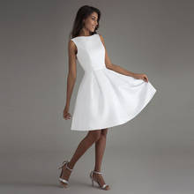Vestido de fiesta de satén blanco Simple, Espalda descubierta, para graduación, minivestido de fiesta, talla grande, 2020 2024 - compra barato