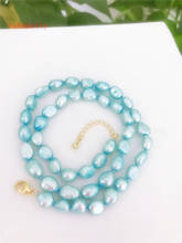 New Freshwater Pearl 7-9MM  baroque light blue  Pearl Necklace 18“ 2024 - buy cheap