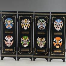 Exquisite Chinese Lacquer Ware Handwork Painting Six Fans Beijing Opera Mask Folding Screen 2024 - buy cheap