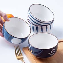 Tigela japonesa de cerâmica pintada à mão, para casa, tigela criativa, jantar único, cereal, café da manhã, arroz, presente para crianças 2024 - compre barato