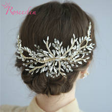 100% Handmade New Design Golden Rhinestones Wedding Hair Combs Tiara Hot Sale Headpiece Bridal Hair Jewelry Accessories RE3795 2024 - buy cheap